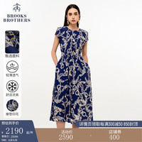 布克兄弟(BrooksBrothers)女士24春夏摩登印花轻盈薄款连衣裙 4004-藏青色 2