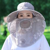 钻慕(zuanmu)凉感冰丝面料防晒帽子女夏季遮脸太阳帽大沿百搭防晒采茶遮阳帽 荷塘月色冰丝面料灰色