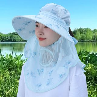 钻慕（zuanmu）冰丝防晒遮阳帽洋气帽子上档次户外防晒帽隔热中年遮阳帽采茶 扇子款卡其色 均码可扎马尾+防风绳