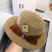 ALBINELE日本定制原单进口细辫子编织平顶礼帽夏季透气轻盈遮阳防嗮草帽女