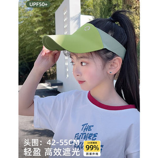 目丸无痕防晒帽儿童运动空顶帽女童夏季紫外线户外遮阳帽轻盈太阳帽男 绿色无痕一体
