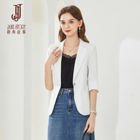 經典故事（JANE STORY）小个子薄款西装外套女夏季气质职业OL通勤七分袖西服上衣 R05黑色 160/84A/M