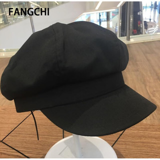 Fangchi 大头围帆布八角帽文艺复古休闲鸭舌画家贝雷帽大码帽子男女夏秋 YSM-87春夏 帆布黑色 L 大号 59cm
