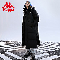 卡帕（Kappa）超长款羽绒服男女高领连帽羽绒服户外防寒服 黑色-990 M