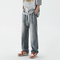 FOG SKY 牛仔裤男士夏季潮牌高街直筒裤子男美式复古宽松阔腿休闲裤 SS-508复古蓝 XL(130-150斤) SS-508怀旧蓝