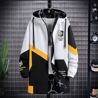 阿雷沃潮牌中长款风衣外套男春秋冬季大码加绒连帽外套男涂鸦外套男 N72白色(春秋款) 3XL(178-185cm 160-180斤)