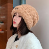 御帆 可爱毛绒帽子女冬季帽子抖音毛绒帽子女加厚堆堆帽潮冷帽冬季百搭针织毛线帽 HUI1207 金属标-卡其