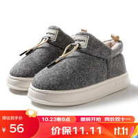 路韦羽棉拖鞋男士雪地鞋款冬季加绒厚底保暖女短靴  灰 42-43 灰色 42-43(适合41-42)