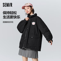 森马 Semir超级植物系列羽绒服女中长款三防宽松冬季印花厚外套