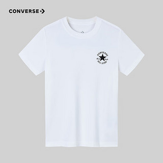 匡威（Converse）儿童套装T恤短袖短裤速干套装2024夏季中大童男女童两件套套装 纯白色 160/80