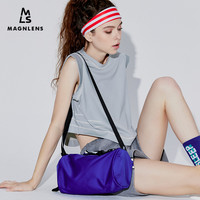 MAGNLENS 高腰短款t恤女无袖春夏露脐时尚显瘦圆领运动百搭上衣 中灰 160/M