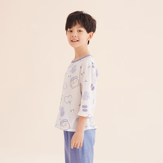 红豆儿童睡衣夏季薄款男女中大童纯棉家居服春秋A类精梳棉七分袖套装