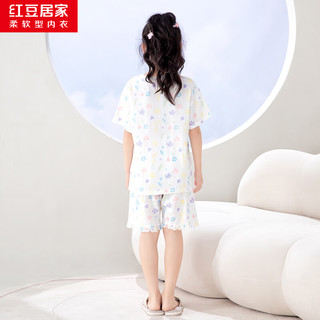 红豆居家（Hodohome）儿童睡衣女童夏季纯棉套头家居服女孩短袖短裤空调服套装326 150