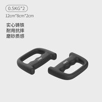铁人（IRONMAN）家用拳击练习哑铃瘦手臂跳操拳峰落点哑铃D型一对 曜夜黑磨砂（单个0.5KG）一对