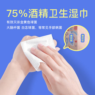 简禾75%酒精杀菌消毒湿巾大包80抽湿纸巾 【加大加厚酒精湿巾】80抽*1包