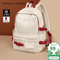 蔻一 Cnolés旅行包女双肩包大容量轻便电脑包旅游背包书包 草莓奶昔