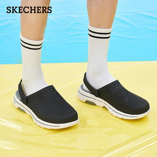 斯凯奇（Skechers）GOWALK男子包头护脚凉拖鞋休闲洞洞鞋 243002 黑色/灰色/BKGY 44.5