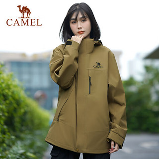 骆驼 CAMEL冲锋衣男三合一2024春夏抓绒羽绒防风防水户外登山服男 番木棕，男女同款 【280G高密抓绒】 S