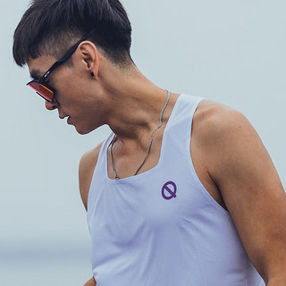 QINKUNG轻功 呼吸方格方领跑步背心 男款女款 （合身版型） 男款 霓虹粉 XL