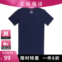 TOMMY HILFIGERTommy Hilfiger 时尚潮流男士圆领短袖T恤 藏蓝色09 XL
