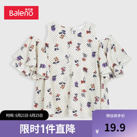 班尼路(Baleno)衬衫女印花露肩夏季时尚潮流 02T S