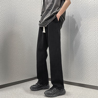 至唯牛仔裤男夏季美式复古宽松阔腿直筒裤潮流牌vibe高街春秋休闲长裤 黑色 3XL【170-185斤】