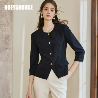 ROEYSHOUSE罗衣气质高级藏青色西装女2024春装时尚通勤修身小外套10105 藏青色 M
