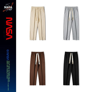 NASA LIKE潮牌裤子男春夏季宽松垂感休闲裤男女直筒阔腿裤运动卫长裤子 NASA联名-杏色 XL
