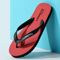 路韦羽人字拖男士夹脚户外沙滩简约轻便速干居家夏季凉拖鞋 红色 41-42 
