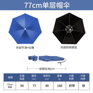 熊火熊火钓鱼伞77cm单层黑胶户外遮阳防晒防雨头戴式帽子伞