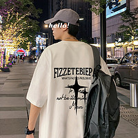 fizze 港风潮牌高街美式短袖T恤男夏季2024新款宽松半袖ins重磅纯棉体恤