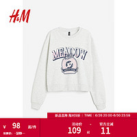 H&M女装卫衣美式学院风字母印花长袖套衫上衣1172977 混浅灰色/Meadow Hills 1