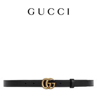 GUCCI古驰双G带扣皮革女士腰带2厘米宽 黑色 75cm