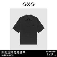 GXG男装 商场同款 黑色中阔潮流印花短袖衬衫时尚 2023年夏季新款 黑色 1
