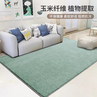 添美玉米纤维高端客厅地毯轻奢高级家用沙发茶几卧室地毯大面积可 DY03淡绿色 140CM×200CM（高密加厚）