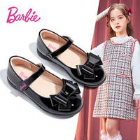 芭比童鞋春秋儿童皮鞋女童经典亮皮学院风演出黑皮鞋DA5850黑色30码 30码（内长19cm,脚长18.5）
