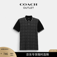 蔻驰(COACH)【专享直降】奥莱男士男装经典标志POLO衫休闲百搭短袖 木炭灰色 经典标识 M