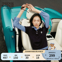 Teenie Weenie小熊针织衫女2024年夏季新款POLO领针织毛衣上衣女