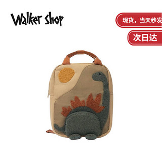 Walker Shop儿童幼儿园书包卡通男女孩帆布书包太阳长颈小恐龙双肩小背包 拼接翻盖书包