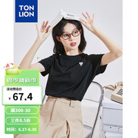 唐狮 TONLION2024女三防简约甜美爱心短袖T恤TB 黑 色 S
