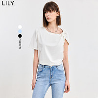 LILY/丽丽 不对称设计感袖型 女士T恤