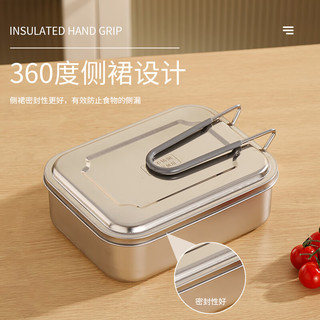 韩笑食品级316不锈钢饭盒小老式蒸饭盒大容量成人食堂餐盒 316饭盒中号 两格+筷勺