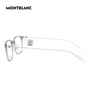 万宝龙（MONTBLANC）近视眼镜框架MB0100O 002+依视路爱赞全晰膜御1.74 002透明灰+银色