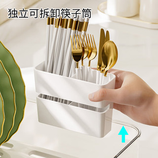 美杜 轻奢沥水碗架 厨房碗碟置物架碗碟架收纳盒盘架水槽沥水架带导流 碗盘沥水架【墨绿】