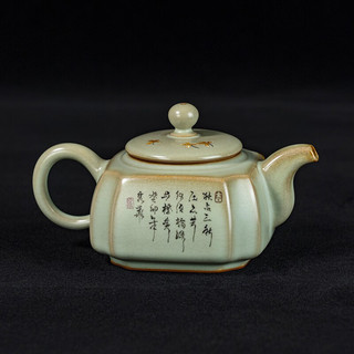 周泽堂 君子四方壶桂花 手绘汝窑茶壶 省工大师釉上彩汝瓷壶 君子四方壶·桂花 280ml