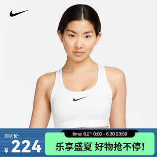 耐克（NIKE）女子中强度支撑速干衬垫运动内衣 SWOOSH DX6822-100 L