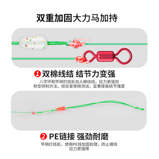 小凤仙加固成品线组钓鱼鱼线套装全套主线绑好鲤鱼鲫鱼竞技鲢鳙大物 双棉线结线组6.3M*5.0【三组装】