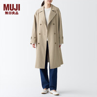 无印良品（無印良品 MUJI）女式 不易沾水 双排扣大衣 风衣 外套秋 浅米色 3S XS（150/76A）