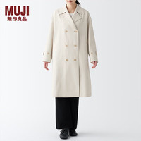 无印良品（無印良品 MUJI）女式 不易沾水 双排扣大衣 风衣 外套秋 象牙色 3S XXL（170/96A）