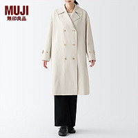 无印良品（MUJI）女式 不易沾水 双排扣大衣 风衣 外套秋 象牙色 3S S（155/80A）